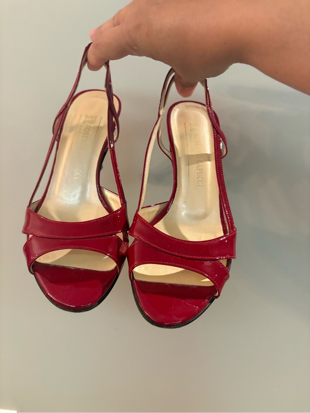 Vintage Roberto Capucci Red Patent Leather Heels - Made in Italy - Size 4B